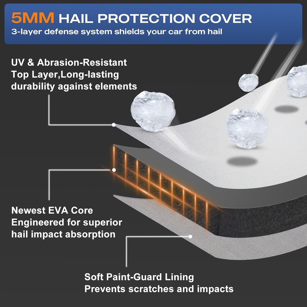 Hail Protection Car Cover Breathable Car Hail Protection Garage Cover for Hail -Hail Protection Full Garage (Grey)