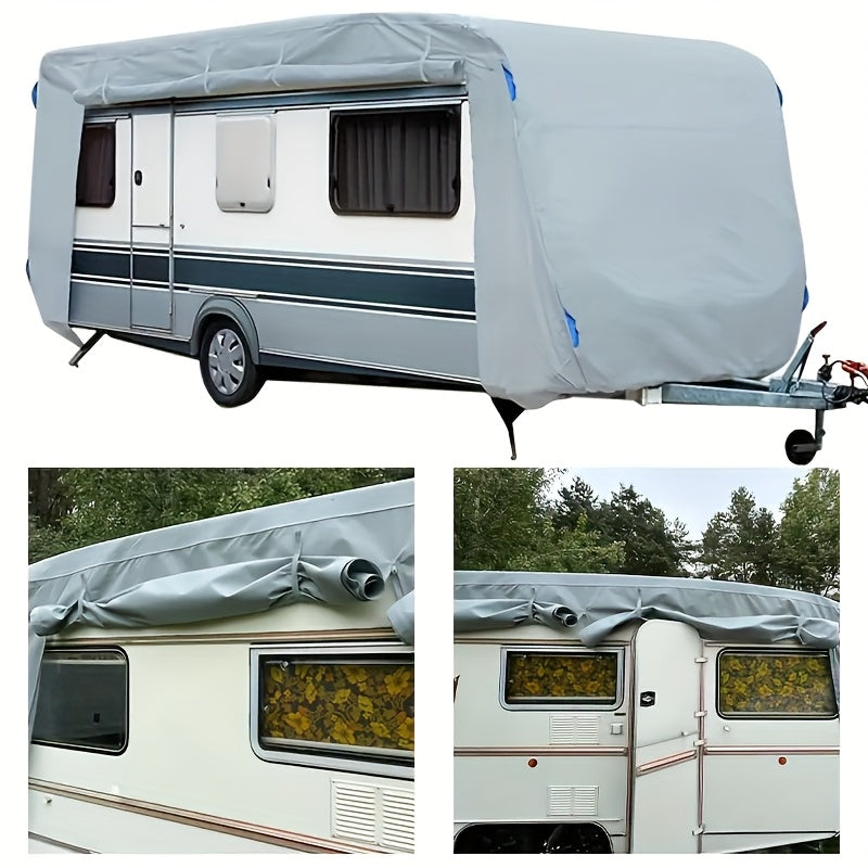 Premium Caravan Tarpaulin, Weatherproof Caravan Cover, Caravan Tarpaulin with UV Protection, | Protection Against Dust and Moisture | Water-Repellent and Breathable | Durable, Caravan Cover with Storage Bag, 550 x 250 x 220cm