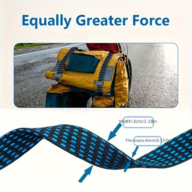 2/4pcs Heavy-Duty Adjustable Elastic Ropes - Durable Weather-Resistant Metal Rope with 4-Point Quick-Release Clamps, 1.5m Lengths for Camping, Biking, Motorcycle Transport & Outdoor Use, Camping Essentials, Secure Fastening,