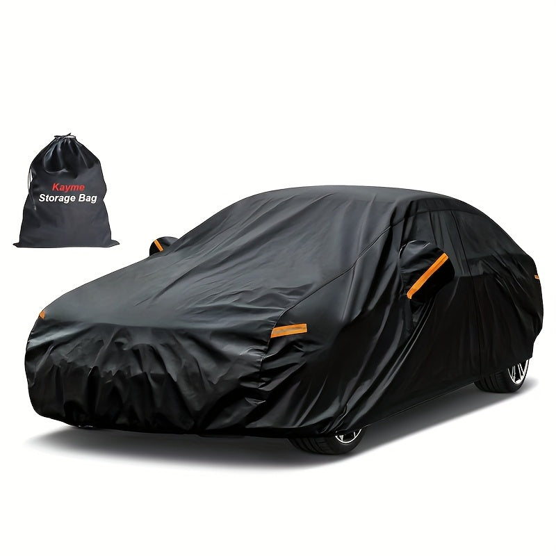 7-Layer Full Car Cover with UV Protection & Sun Shield - Breathable PEVA Material, All-Weather Shield for Cars, Trucks, SUVs - Black, Vehicle Protection, Sleek Vehicle Look, Durable Protection