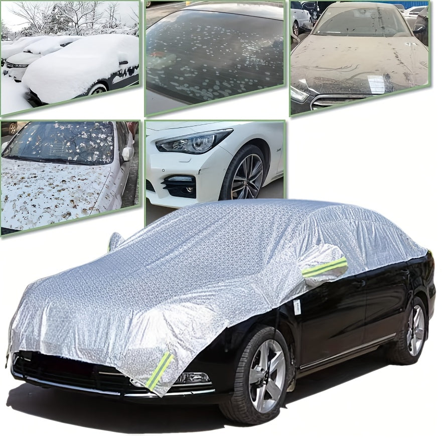 All-Season Car Cover, Waterproof, Rainproof, Sunproof, Snowproof, Dustproof, Universal for All Seasons, Full Protection from Sun/Snow/Leaves/Dust – Quick Installation, Universal Windshield Cover for Winter/Summer Use, 50°C