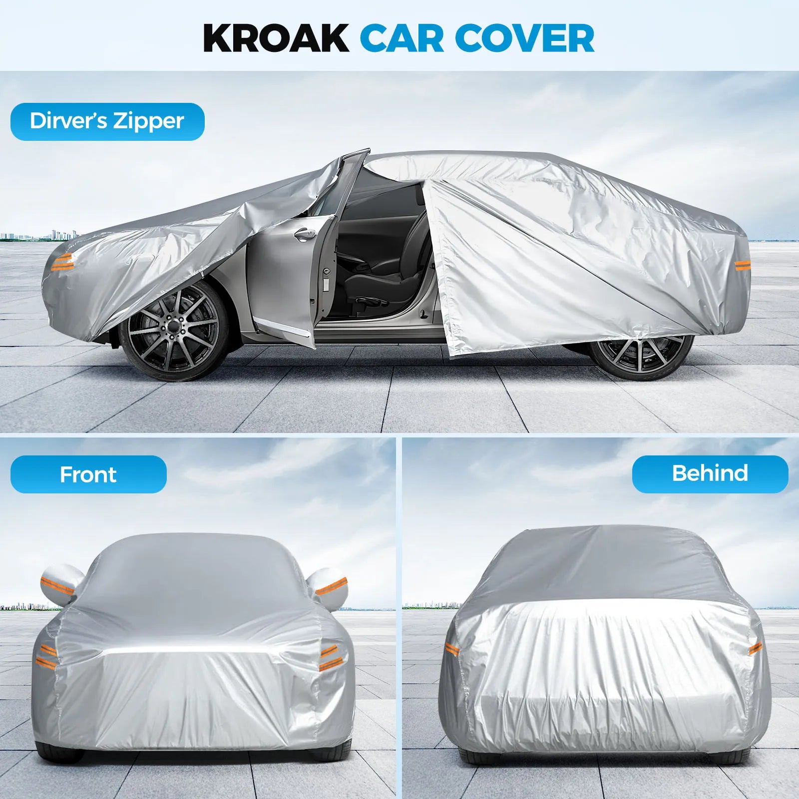 Car Cover Waterproof All Weather Outdoor Full Exterior Covers for Sedans Rain Winter Sun Protection Universal
