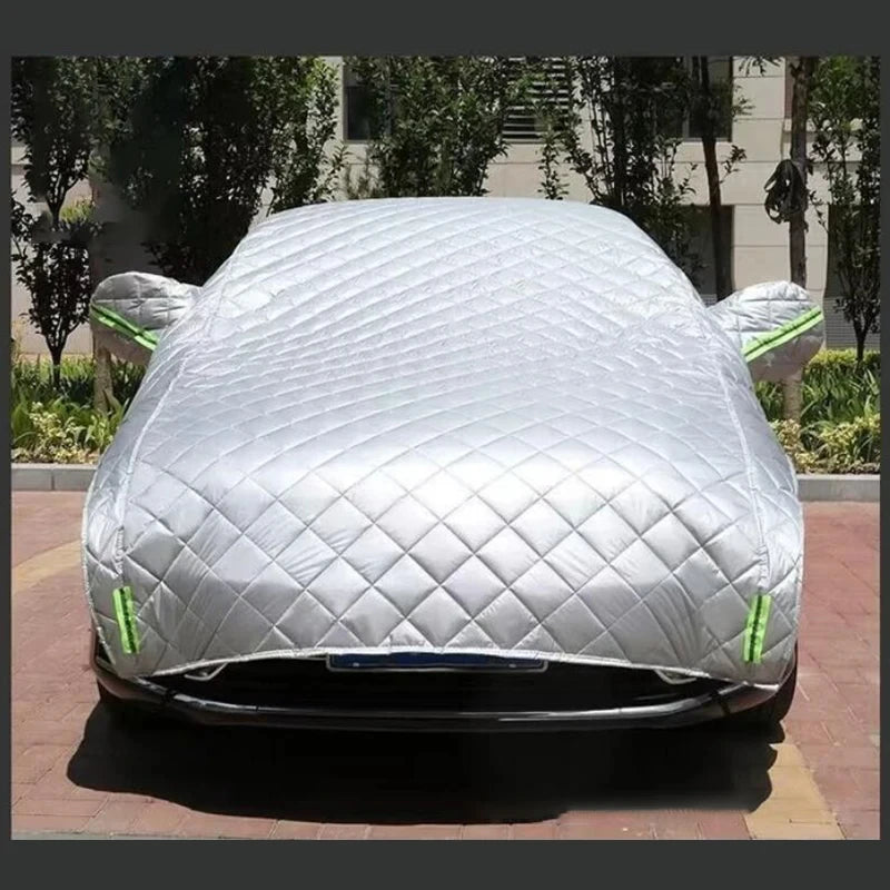 Car Cover Multi-layer Padded Anti-hail Car Cover Sun Protection Waterproof Sedan Protector Reflective Strips For All Weather