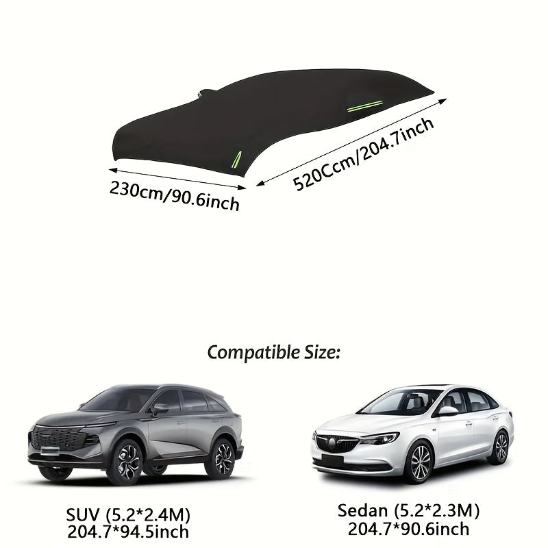 Heavy-Duty All-Weather Car Cover for & SUVs - Thick Windproof Snowproof UV/Hail/Ice Resistant Fit Auto Canopy, Heavy-Duty for Sedans, Trucks, SUVs - Easy On/Off (Compatible with Most Vehicles) - Vehicle Exterior