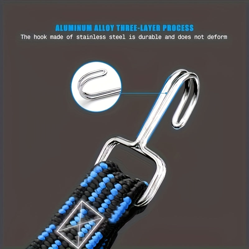 2/4pcs Heavy-Duty Adjustable Elastic Ropes - Durable Weather-Resistant Metal Rope with 4-Point Quick-Release Clamps, 1.5m Lengths for Camping, Biking, Motorcycle Transport & Outdoor Use, Camping Essentials, Secure Fastening,